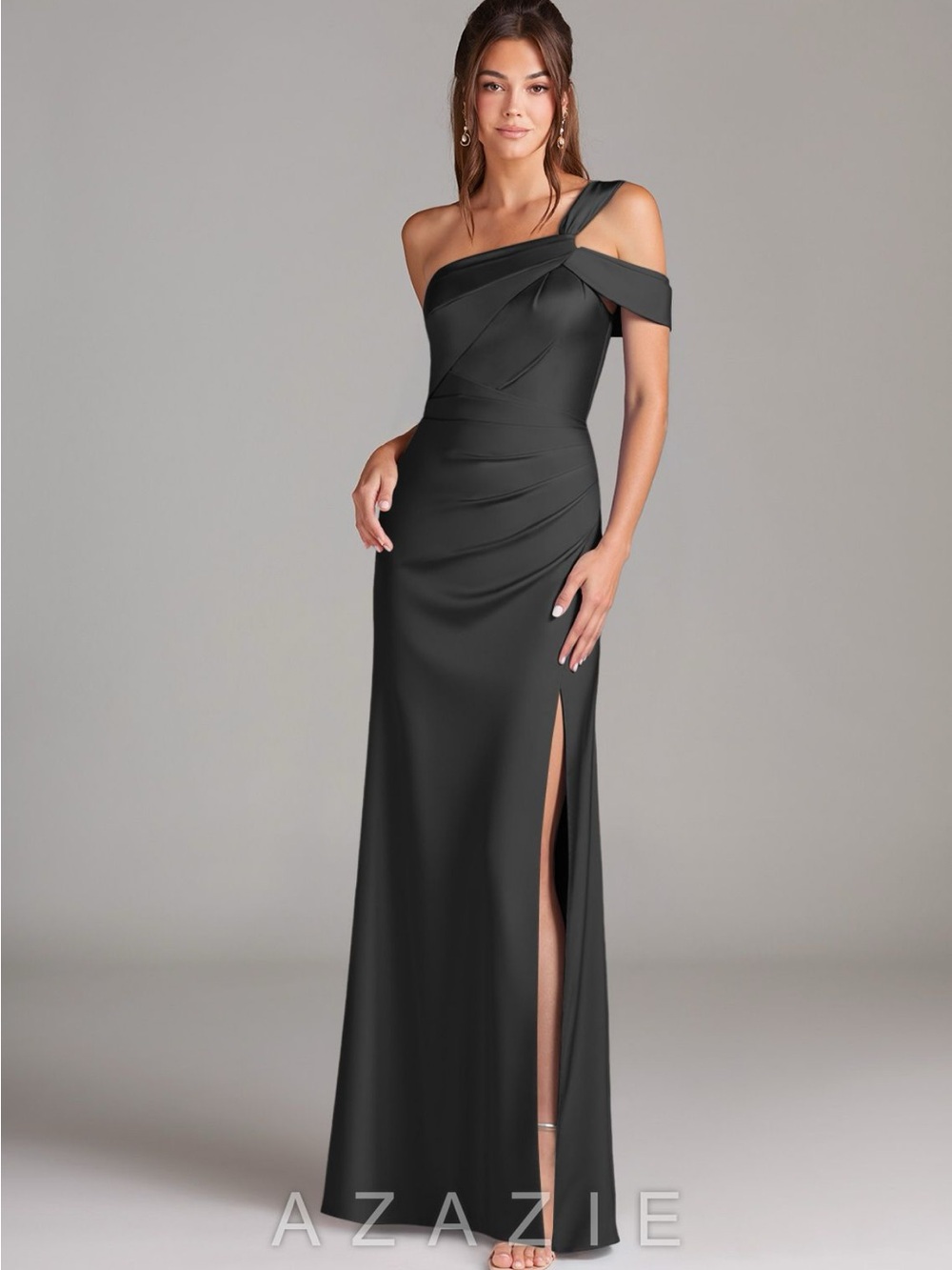 Azazie Wynter One-Shoulder Slit Gown